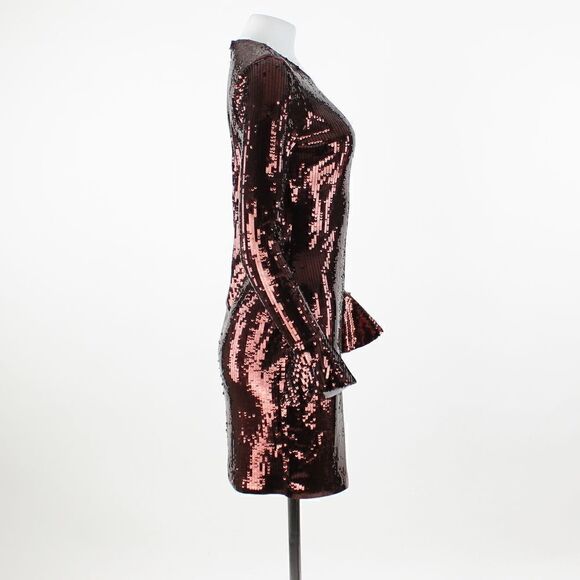 Michael Michael Kors Sequin Cordovan Long Sleeve Dress in Burgundy - Picture 6 of 6